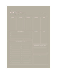 Weekly Planner. (Summer) Minimalist planner template set. Vector illustration.