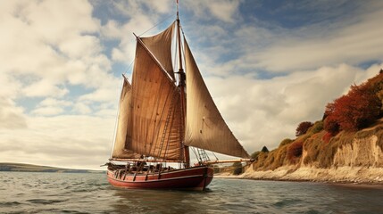 old sail boat. Hand edited