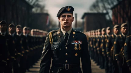 Poster Person parade military army uniform © sirisakboakaew