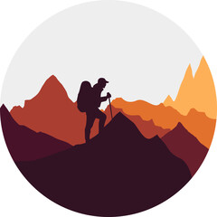 Hiking adventure logo design vector