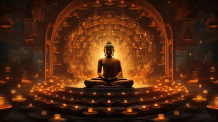 Deurstickers Buddhas countenance © sirisakboakaew