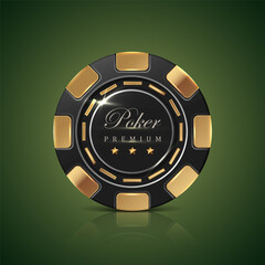 Online casino poker chip banner. 3d realisitc vector icon illustration. 