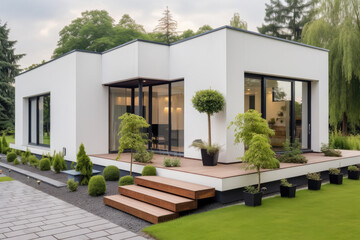 beautiful mini modern house with garden and patio