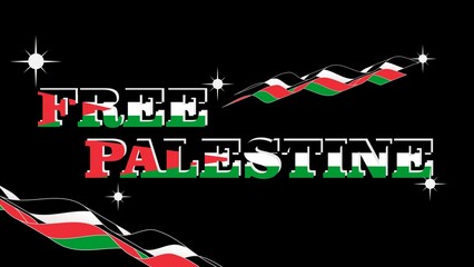 Free Palestine, Save Palestine Black Background Design Illustration