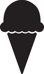 Black flat ice-Cream icon waffle ice cream icon. ice cream soft and delicious vector illustration logo . Sorbet ice cream cone icon isolated on transparent background.