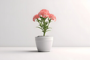 Carnation in a pot 3d rendering style - obrazy, fototapety, plakaty