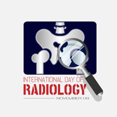 International Day of Radiology with view x-ray images with a magnifying glass