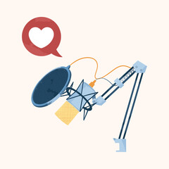 Podcast Audio Recording Vector Illustration