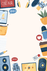 Podcast Recording Illustration Frame Background