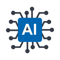 Artificial Intelligence Blue Icon Vector Illustration | Marketing And SEO Icon