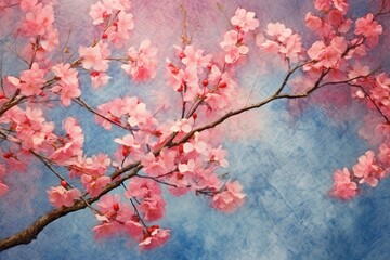 Cherry blossoms blooming against spring background. Generative AI