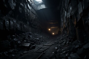 Overhead image of underground coal mine in Indiana. Generative AI