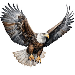 A brave and charismatic eagle. Graphic material about birds. Generative AI