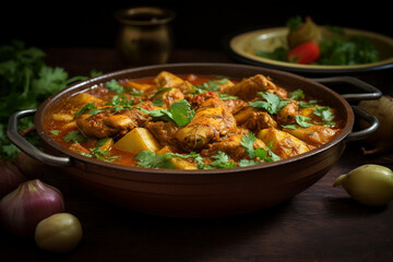 Bengali Chicken Curry with Potatoes Indian food, generative ai