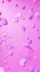 ピンク背景にピンクと紫の複数のハート。（縦長）
