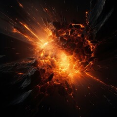 big orange glowing explosion of rocks in space