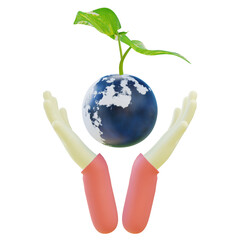 save the earth on white background