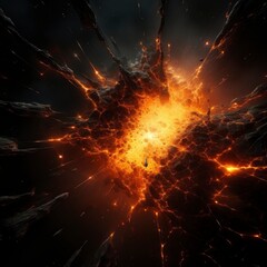 Fototapeta na wymiar orange glowing explosion of rocks