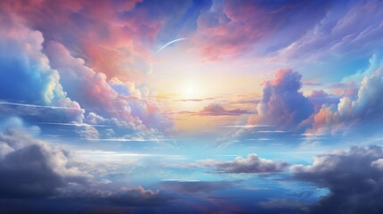 Clouds with spectra. series Escape to Reality. An arrangement of fantastical hues and textures on the themes of imagination, creativity, and art in landscape painting