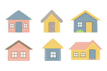 Set of hand drawn houses, doodle style, vector eps10 illustration