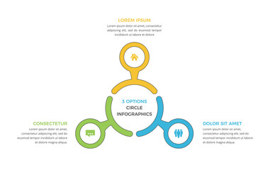 Circle diagram with three steps or options, infographic template, vector eps10 illustration