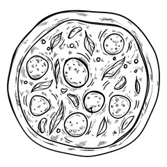 pizza set hand drawn