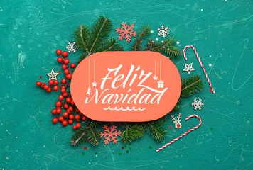 Foto op Canvas Greeting card with text FELIZ NAVIDAD (Spanish for Merry Christmas) © Pixel-Shot
