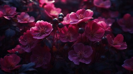 Dark pink flowers with a vibrant background.