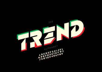 Vector of stylized modern font and alphabet