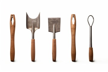Gardening equipment, tools, and materials isolated on a white background