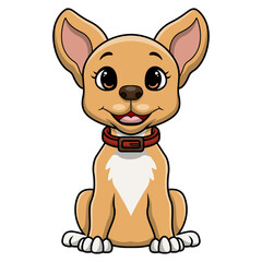Cute little dog cartoon on white background