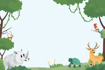 Obraz na płótnie Canvas Wildlife Animal Illustration Frame Background