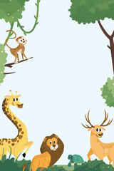 Obraz na płótnie Canvas Wildlife Animal Illustration Frame Background