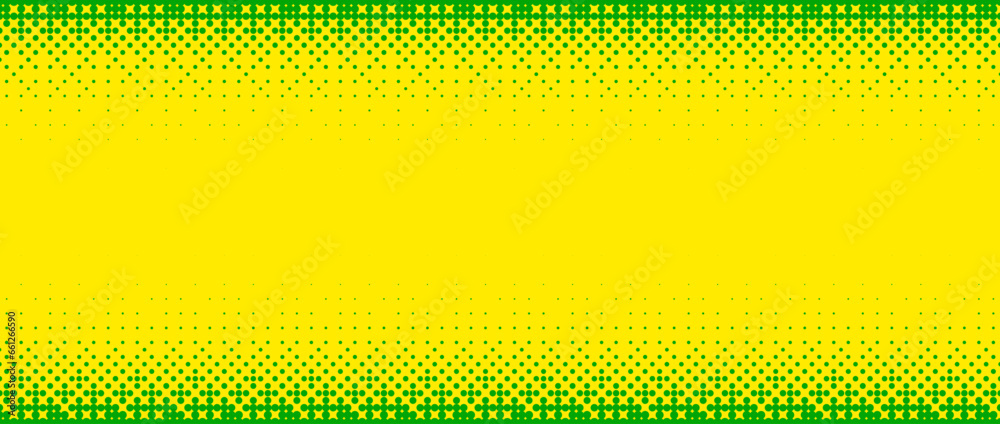 Poster Pixelated bitmap gradient texture. Yellow and green dither pattern background. Abstract glitchy edge pattern. 8 bit video game screen wallpaper. Colorful pixel art retro illustration. Vector backdrop