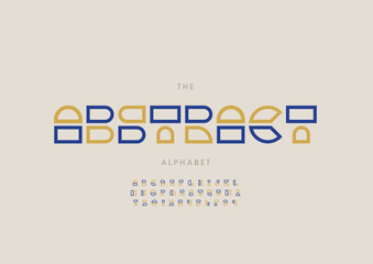 Vector of stylized modern font and alphabet