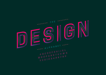 Vector of stylized modern font and alphabet