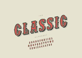 Vector of stylized modern font and alphabet