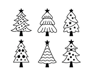 Fototapeta premium set of christmas trees icon design vector minimal flat line modern collections isolated