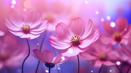 Pink flowers with a vibrant bokeh background.