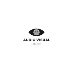 Audio visual logo design on isolated background