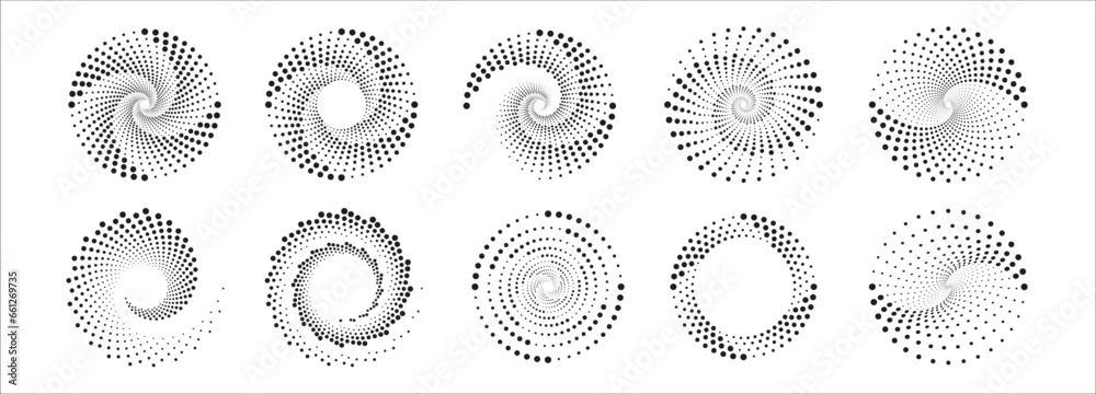 Poster half tone circle. round dotted frame, circles pattern border and abstract halftone graphic design ve