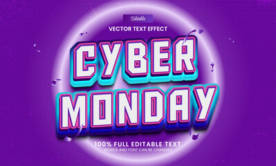 Fototapeta premium Design editable text effect, Cyber Monday 3d retro vector illustration