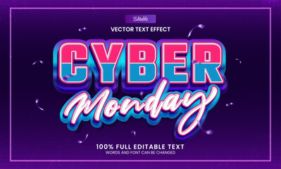 Vector design editable text effect, Cyber Monday 3d retro