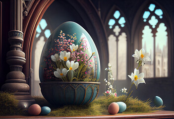 Abstract church interior. Easter concept for religion and prayer - obrazy, fototapety, plakaty