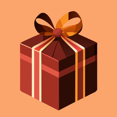 Gift box with bow and serpentine ribbon. Surprise Present Unwrapped Prize Reward Package Special Holiday Christmas Birthday Chocolate Graphic Element Cartoon Modern flat Colorful vector illustration