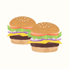 Hamburger Fast Food Vector Illustration