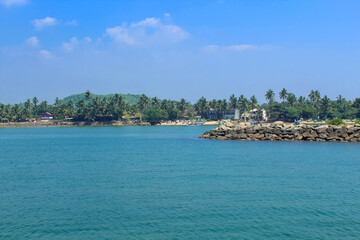 Close up on the lighthouse on the coast of Mirissa, Sri Lanka