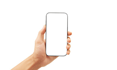 Hand holding smartphone device  touching screen