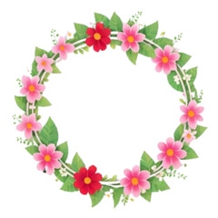 round frame with colorful flower arrangement, transparent background, generative ai