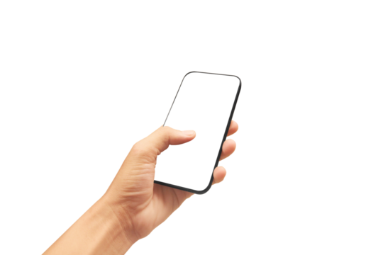 Hand holding smartphone device  touching screen